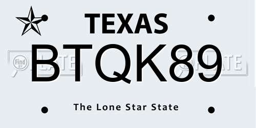 BTQK89 Texas License Plate