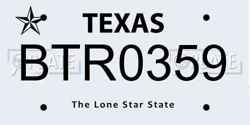 BTR0359 Texas License Plate