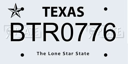 BTR0776 Texas License Plate