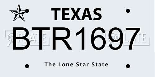 BTR1697 Texas License Plate