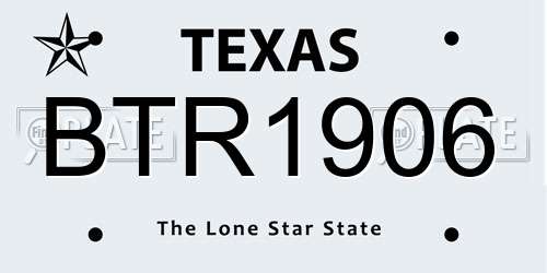 BTR1906 Texas License Plate
