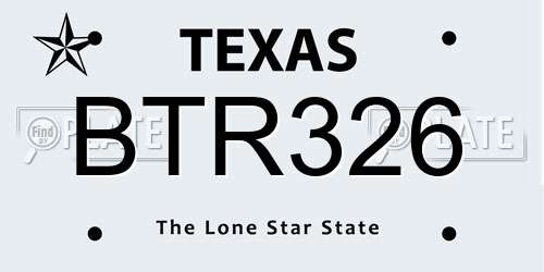 BTR326 Texas License Plate