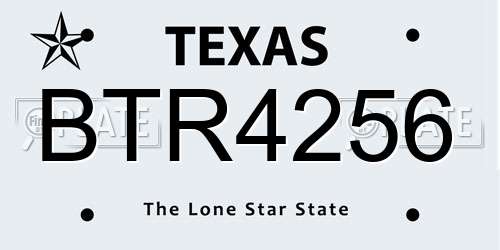 BTR4256 Texas License Plate