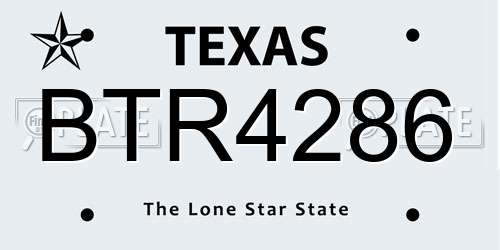BTR4286 Texas License Plate