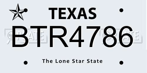 BTR4786 Texas License Plate