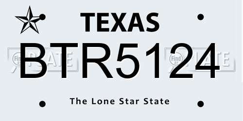 BTR5124 Texas License Plate