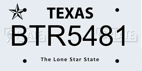 BTR5481 Texas License Plate