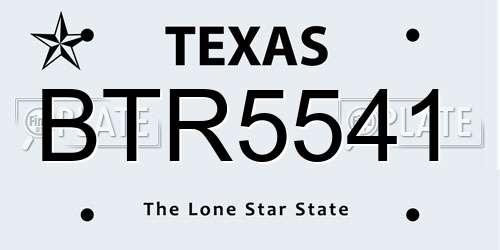 BTR5541 Texas License Plate