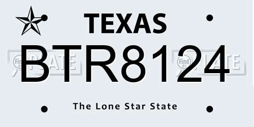 BTR8124 Texas License Plate