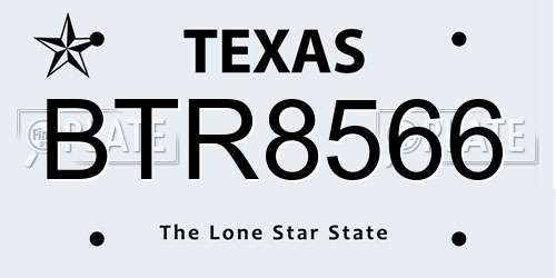 BTR8566 Texas License Plate