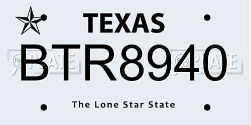 BTR8940 Texas License Plate