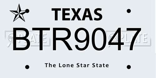 BTR9047 Texas License Plate
