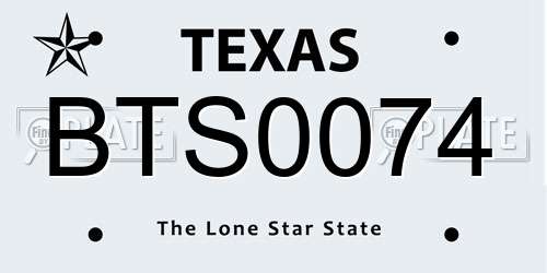 BTS0074 Texas License Plate