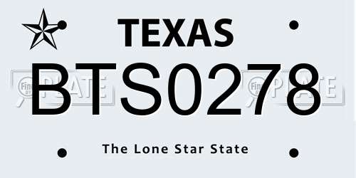 BTS0278 Texas License Plate
