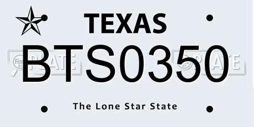 BTS0350 Texas License Plate