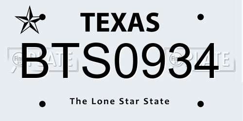 BTS0934 Texas License Plate
