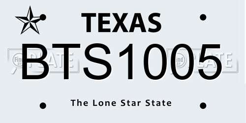 BTS1005 Texas License Plate