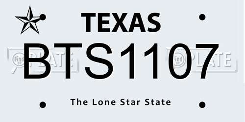 BTS1107 Texas License Plate