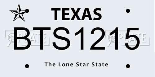 BTS1215 Texas License Plate