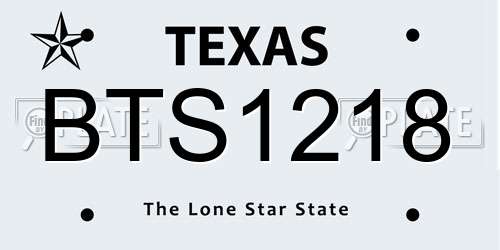 BTS1218 Texas License Plate