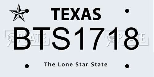 BTS1718 Texas License Plate