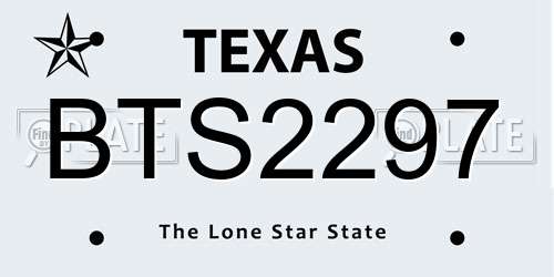 BTS2297 Texas License Plate