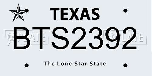 BTS2392 Texas License Plate