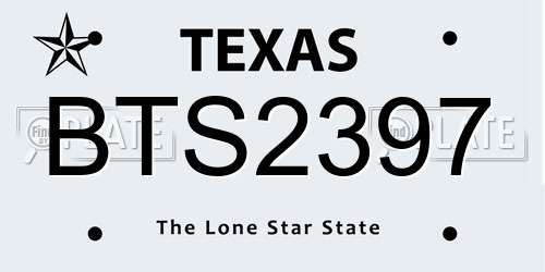 BTS2397 Texas License Plate