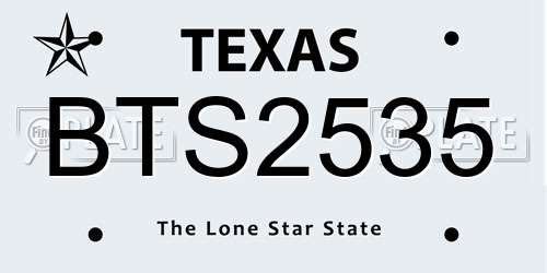 BTS2535 Texas License Plate