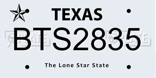 BTS2835 Texas License Plate