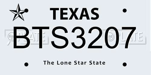 BTS3207 Texas License Plate
