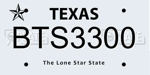 BTS3300 Texas License Plate