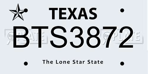 BTS3872 Texas License Plate