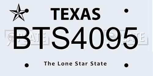 BTS4095 Texas License Plate