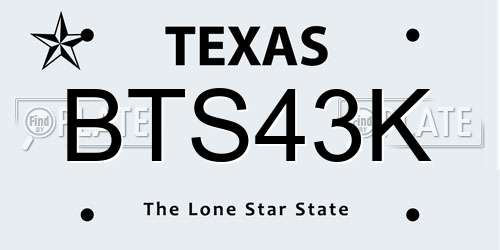 BTS43K Texas License Plate