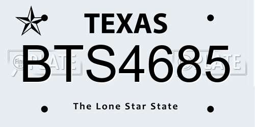 BTS4685 Texas License Plate