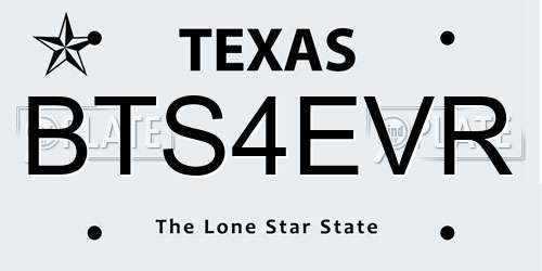 BTS4EVR Texas License Plate