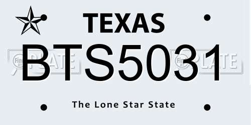 BTS5031 Texas License Plate