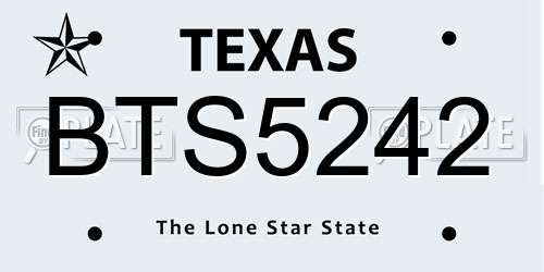 BTS5242 Texas License Plate