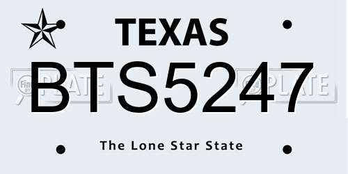 BTS5247 Texas License Plate