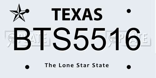 BTS5516 Texas License Plate