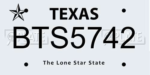 BTS5742 Texas License Plate