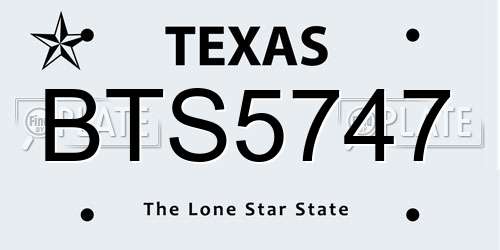 BTS5747 Texas License Plate