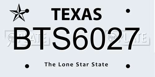 BTS6027 Texas License Plate