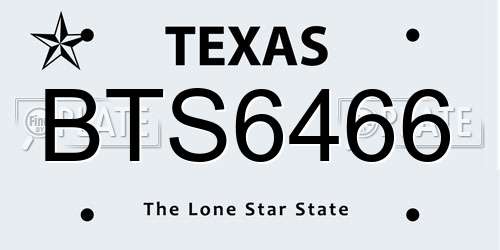 BTS6466 Texas License Plate