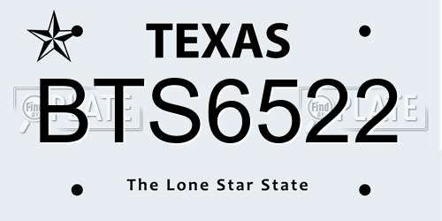 BTS6522 Texas License Plate