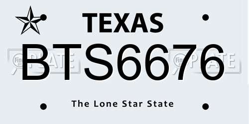 BTS6676 Texas License Plate