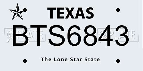 BTS6843 Texas License Plate