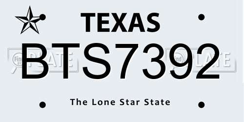 BTS7392 Texas License Plate