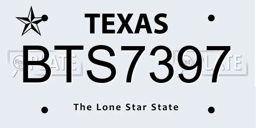 BTS7397 Texas License Plate